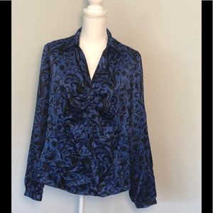 Worthington | Print Button Front Blouse 14